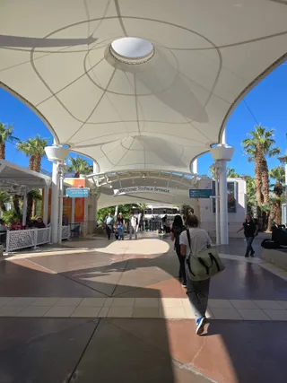The "Welcome to Palm Springs" canopy at Palm Springs International Airport