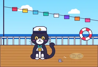 Able Seacat Simon, Dickin Medal recipient, with an extremely nervous rat-adjacent colleague.