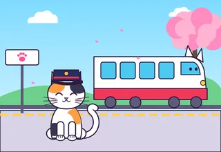 Tama, Stationmaster and later goddess, on platform duty.